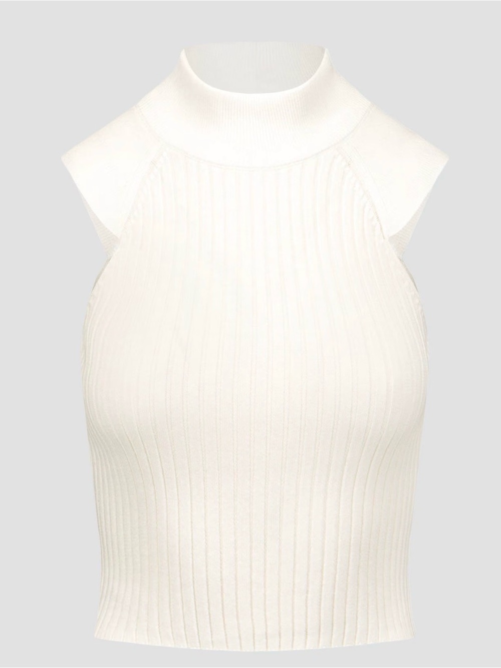 Varley White Ribbed Sleeveless Mock-Neck Tank - Picture 3 of 5